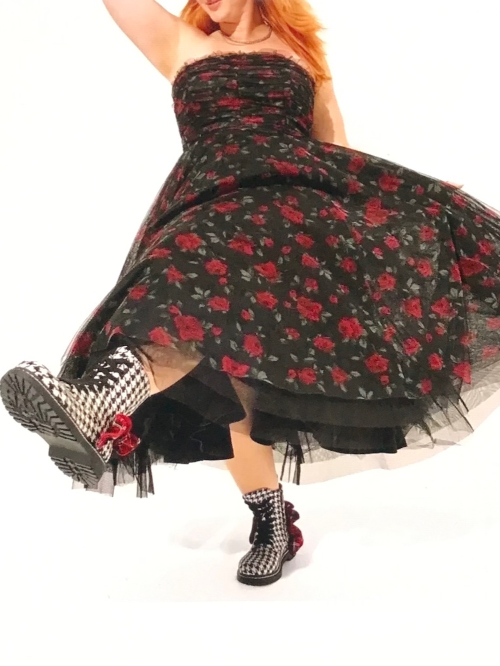 TORRID X BETSEY JOHNSON Rose Ruffle Strap/Less Mesh Tea Dress Plus Size 22 NWT